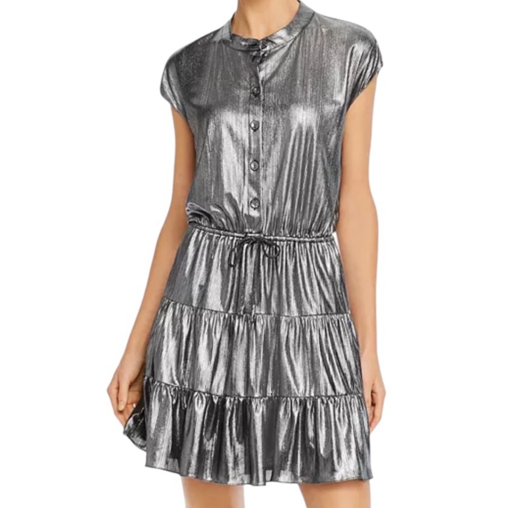 Rebecca Minkoff Silver Mini Dress Large NWT